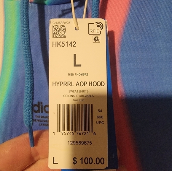 Adidas Originals Hyperreal Allover Print Pullover Hoodie Mens Size Large HK5142 - Picture 3 of 5